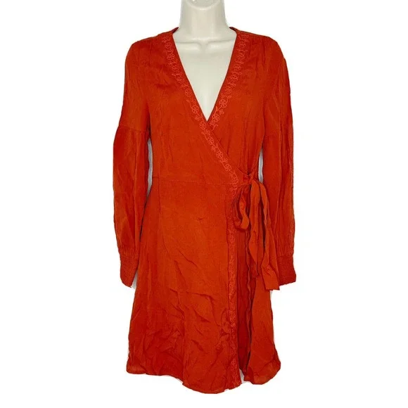 Superdry | Dresses | Superdry Burnt Orange Long Sleeve Embroidered Wrap Dress Size 4 New | Poshmark Superdry | Dresses | Superdry Burnt Orange Long Sleeve Embroidered Wrap Dress Size 4 New | Poshmark